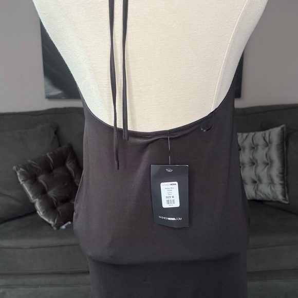 NEW Fashion Nova Black Cowl-Neck Halter Mini Dress — Size M — New w/ Tags - Picture 4 of 4